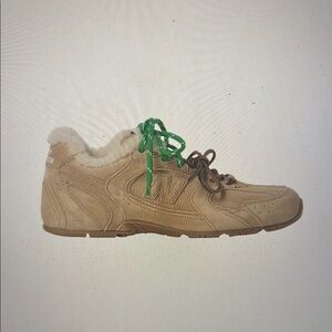 Miu miu x New Balance 530 SL ecru Sneakers Green Laces shearling brand new 37